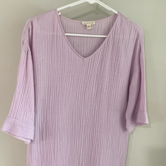 Eileen Fisher Organic Cotton Gauze Dress - Light Purple (Malow) - Extra Small XS - Picture 2 of 16
